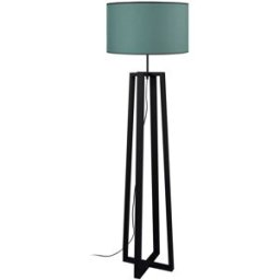 Tosel Lámpara de pie cuadrúpedo madera negro pantalla verde