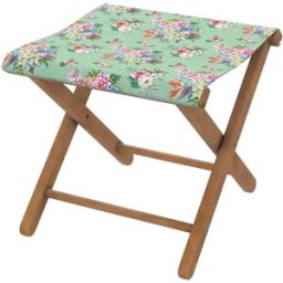 Vent de Bohème Taburete plegable de eucalipto con tela outdoor diseño floral laguna