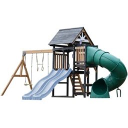 Axi Parque infantil, 2 columpios - tobogán azul pastel, 2 tubulares