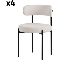ML-Design 4x Sillas de comedor color blanco tapizado poliéster con respaldo alto