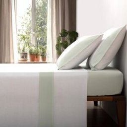 Casa da Laura Sábanas 100% algodón liso verde cama 150/160 1 almohada 45 x 175 cm