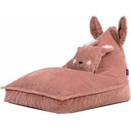 Icon Puf sillón infantil de pana con cojín, conejo rosa