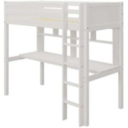 Furnlux Cama loft de madera maciza de pino color blanco 90x200