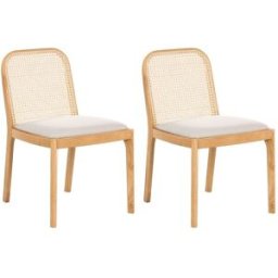 Beliani Conjunto de 2 sillas de comedor tela marrón claro beige