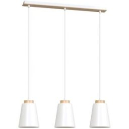 Wonderlamp Regleta de techo 3 luces con pantallas blancas y detalles en madera
