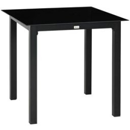 OKWISH Mesa de jardín negra de aluminio para 4 personas 80x80x74 cm