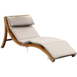 Axi Tumbona de jardín de madera fsc con techo desmontable y cojín, beige