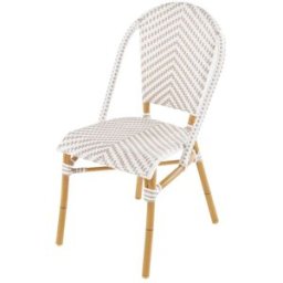 Maisons du Monde Silla de exterior para hostelería de resina trenzada blanca/beige Alt. 88 cm