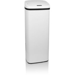 hjh OFFICE Cubo de basura automático de acero de 50 l blanco