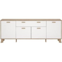 ebuy24 Buffet de 4 puertas, 1 cajón decoración roble y blanco l195,7 cm