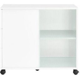 SoBuy Mesa auxiliar mesa de centro con 2 puertas y 3 cajones blanco