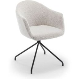 Drawer Silla de oficina de tela rizada y metal - beige