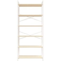 VASAGLE Librería de 6 niveles industrial de color beige natural y blanco mate