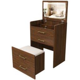 OKWISH Tocador nogal de mdf 3 en 1 con espejo 60x40x118 cm
