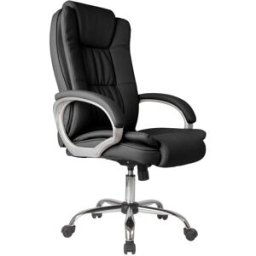 HOMN Sillón de oficina elevable y reclinable, piel sintética, color negro