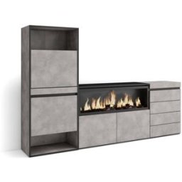Skraut home Zapatero efecto madera cemento 224x35x145cm chimenea efecto fuego