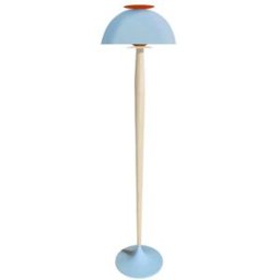 Tosel Lámpara de pie columna madera azul metal pantalla azul