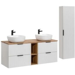 Petits meubles Conjunto mueble doble lavabo 140cm tableros de melamina y mdf blanco