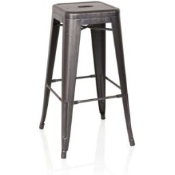 hjh OFFICE Taburete de bar metal negro/dorado