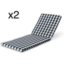 Defora Home Pack 2 cojines de tumbona cuadro azul/blanco