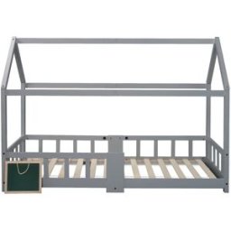 Meubles Cosy Cama infantil forma casa madera gris, estilo nórdico, 90x200 cm
