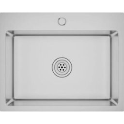 Maison Chic Fregadero de cocina hecho a mano de acero plateado 59x44x20 cm