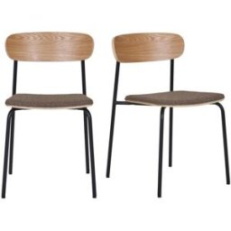 Moloo Silla en fresno macizo acero negro y tela color topo (x2)
