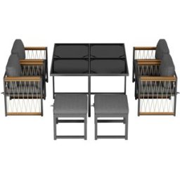 Urban Meuble Juego de comedor de exterior de 7 piezas para 6 personas