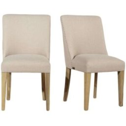 Robin des Bois Juego de 2 sillas de acacia y tela beige