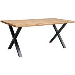 Home Heavenly Mesa comedor roble salvaje y patas metal 'x' 160x90 cm