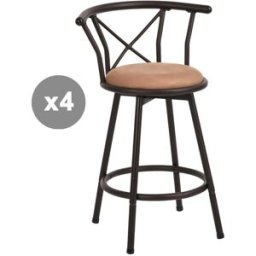 Meubles Cosy Conjunto de 4 taburetes de bar giratorios altura asiento 63 cm marrón