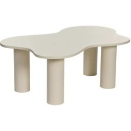 Calicosy Mesa baja con tapa de forma orgánica color crema l110 cm - blanco