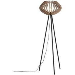 Alpinaluz Lámpara de pie trípode de madera y metal negro Alt. 152 cm