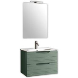 AQA DESIGN Mueble de baño con espejo 4 piezas en mdf verde salvia
