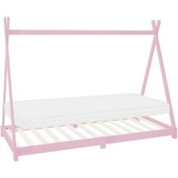 ML-Design Cama infantil tipi 90x200cm color rosa con colchón de espuma y somier