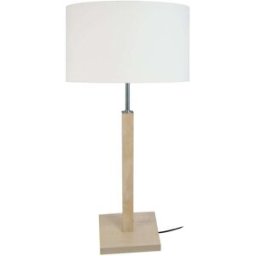 Tosel Lámpara de mesa columna madera natural pantalla crudo
