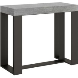 Itamoby Consola extensible 90x40/300 cm efecto madera gris cemento, hierro