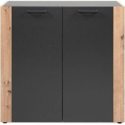 Maison et Styles Comoda de 2 puertas con patas negras, decoración gris y roble l89 cm