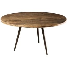 MACABANE Mesa de centro redonda de madera de teca reciclada y metal d75