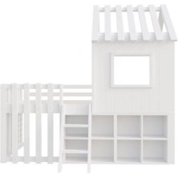 OKWISH Cama infantil blanca de madera maciza con almacenaje 90x200 cm