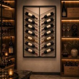 NIYLO Botellero de acero negro 70x6x160 cm 16 botellas