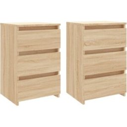 Maison Chic Juego de 2 mesitas de noche contrachapada madera marrón 40x35x62,5cm