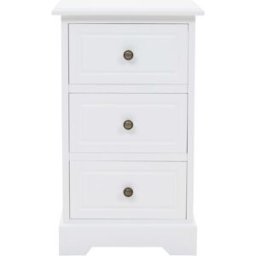 Maison Chic Mesita de noche mdf y madera de pino blanco 35x32x59 cm