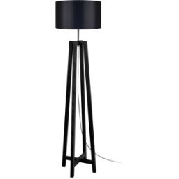 Tosel Lámpara de pie cuadrúpedo madera negro metal pantalla negro