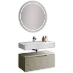 AQA DESIGN Mueble de baño con espejo de 3 piezas en mdf topo