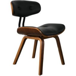 Dutchbone Silla de madera de nogal con aspecto de cuero negro