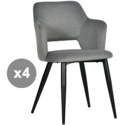 Meubles Cosy Conjunto de 4 sillas comedor acolchadas patas de acero gris