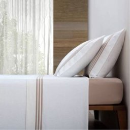 Casa da Laura Sábanas franela 100% algodón rayas marrón cama 135/140 1 almohada 45
