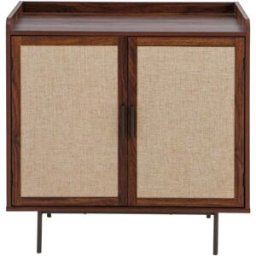 Calicosy Buffet de 2 puertas con decoración de nogal y frentes de tela l80 cm