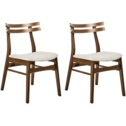 Beliani Conjunto de 2 sillas de comedor madera marrón beige claro
